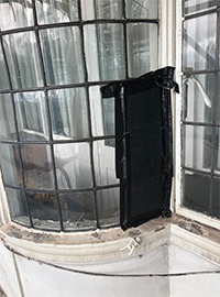 Smashed window pane repair